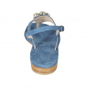 Sandale entredoigt pour femmes en daim bleu avec strass talon 2 - Pointures disponibles:  33, 45