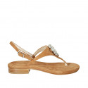 Sandale entredoigt pour femmes en daim cognac avec strass talon 2 - Pointures disponibles:  42, 45