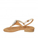 Sandale entredoigt pour femmes en daim cognac avec strass talon 2 - Pointures disponibles:  42, 45