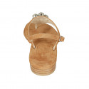 Sandale entredoigt pour femmes en daim cognac avec strass talon 2 - Pointures disponibles:  33, 34, 42, 45, 46