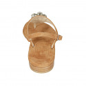 Sandale entredoigt pour femmes en daim cognac avec strass talon 2 - Pointures disponibles:  42, 45