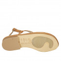 Sandale entredoigt pour femmes en daim cognac avec strass talon 2 - Pointures disponibles:  42, 45