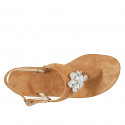 Sandale entredoigt pour femmes en daim cognac avec strass talon 2 - Pointures disponibles:  42, 45