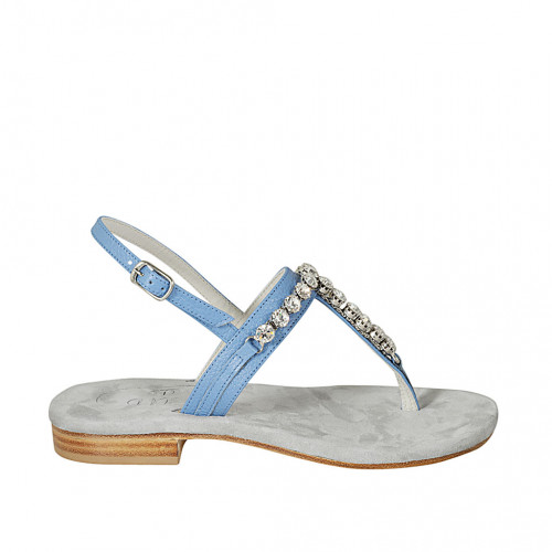 Woman's thong sandal in blue leather...