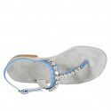 Sandale entredoigt pour femmes en cuir bleu avec strass talon 2 - Pointures disponibles:  33, 34, 42, 45, 46