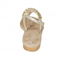 Sandalo infradito da donna con strass in pelle laminata platino tacco 2 - Misure disponibili: 42, 45