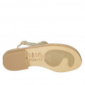 Woman's thong sandal with rhinestones in platinum laminated leather heel 2 - Available sizes:  42, 43, 45, 46