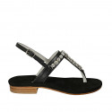 Sandale entredoigt avec strass pour femmes en cuir noir talon 2 - Pointures disponibles:  34, 42