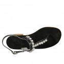 Sandale entredoigt avec strass pour femmes en cuir noir talon 2 - Pointures disponibles:  34, 42