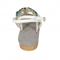 Sandale entredoigt pour femmes en cuir blanc avec strass bleu et courroie talon 2 - Pointures disponibles:  34, 42