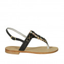 Thong sandal in black leather with rhinestones heel 2 - Available sizes:  34, 42, 44, 45, 46