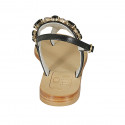 Sandale entredoigt avec strass en cuir noir talon 2 - Pointures disponibles:  34, 42, 44, 45, 46
