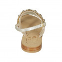 Woman's sandal in platinum laminated leather with rhinestones heel 2 - Available sizes:  33, 42