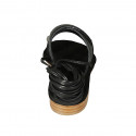 Sandalia en estilo gladiador con cordones y tachuelas para mujer en piel negra tacon 2 - Tallas disponibles:  33, 34, 42, 43, 45, 46
