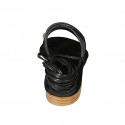 Woman's laced gladiator sandal with studs in black leather heel 2 - Available sizes:  33, 34, 42, 43, 45