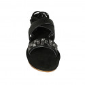 Sandalia en estilo gladiador con cordones y tachuelas para mujer en piel negra tacon 2 - Tallas disponibles:  33, 42