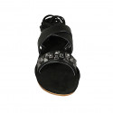 Sandalo da donna con lacci alla schiava e borchie in pelle nera tacco 2 - Misure disponibili: 33, 34, 42, 43, 45, 46