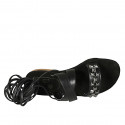 Woman's laced gladiator sandal with studs in black leather heel 2 - Available sizes:  33, 34, 42, 43, 45, 46