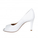 Chaussure ouverte pour femmes en cuir blanc talon 9 - Pointures disponibles:  31, 33, 34, 43, 44