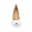 Zapato abierto para mujer en piel blanca tacon 9 - Tallas disponibles:  31, 33, 34, 43, 44
