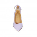 Woman's pointy pump with lace in lilac leather heel 8 - Available sizes:  31, 32, 42