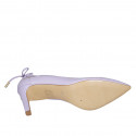 Zapato de salon a punta para mujer con cordones en piel lila tacon 8 - Tallas disponibles:  31, 32, 42