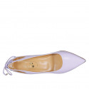 Woman's pointy pump with lace in lilac leather heel 8 - Available sizes:  31, 32, 42