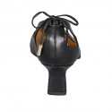 Zapato de salon a punta para mujer con cordones en piel negra tacon 5 - Tallas disponibles:  33, 34, 43