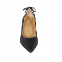 Chaussure à bout pointu pour femmes avec lacets en cuir noir talon 5 - Pointures disponibles:  33, 34, 43