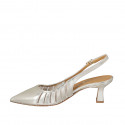 Zapato destalonado a punta para mujer en piel laminada platino tacon 5 - Tallas disponibles:  46