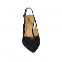 Chaussure ouverte au talon pour femmes en daim noir talon 8 - Pointures disponibles:  32, 47