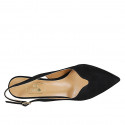 Woman's slingback pump in black suede heel 8 - Available sizes:  32, 47