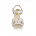 Sandalo da donna con cinturino e accessorio in pelle nude zeppa 6 - Misure disponibili: 43, 44