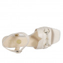 Woman's sandal in nude leather with strap and accessory wedge heel 6 - Available sizes:  43, 44, 45