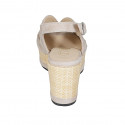 Woman's sandal in taupe suede with studs, platform and coated wedge heel 7 - Available sizes:  42, 44, 45, 46