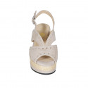 Woman's sandal in taupe suede with studs, platform and coated wedge heel 7 - Available sizes:  42, 44, 45, 46