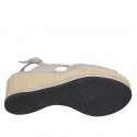 Sandalo da donna in camoscio taupe con borchie, plateau e zeppa rivestita 7 - Misure disponibili: 42, 45, 46