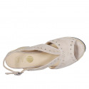 Woman's sandal in taupe suede with studs, platform and coated wedge heel 7 - Available sizes:  42, 44, 45, 46