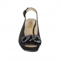 Sandale pour femmes avec chaîne et franges en cuir noir talon 4 - Pointures disponibles:  32, 33, 34