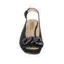 Woman's sandal with chain and fringes in black leather heel 4 - Available sizes:  32, 33, 34