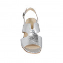 Sandalo da donna in pelle laminata e stampata argento tacco 6 - Misure disponibili: 33, 44, 46