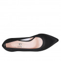 Zapato de salon a punta para mujer en satén negra tacon 6 - Tallas disponibles:  32, 34, 43