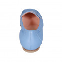 Mocasin con punta cuadrada y elasticos para mujer en piel azul claro tacon 1 - Tallas disponibles:  32, 33, 42, 43, 45