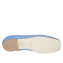Mocasin con punta cuadrada y elasticos para mujer en piel azul claro tacon 1 - Tallas disponibles:  32, 33, 42, 43, 45