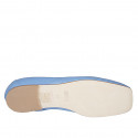 Mocasin con punta cuadrada y elasticos para mujer en piel azul claro tacon 1 - Tallas disponibles:  32, 33, 42