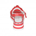 Woman's sandal with strap and knot in red leather wedge heel 4 - Available sizes:  42, 45