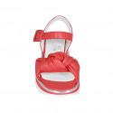 Woman's sandal with strap and knot in red leather wedge heel 4 - Available sizes:  42, 45
