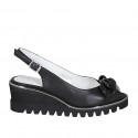 Sandale pour femmes avec chaîne en cuir noir talon compensé 5 - Tallas disponibles:  33, 34, 42, 43, 44