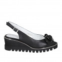Sandalia para mujer con cadena en piel negra cuña 5 - Tallas disponibles:  34, 42, 43, 44