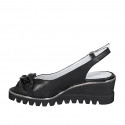Sandalia para mujer con cadena en piel negra cuña 5 - Tallas disponibles:  34, 42, 43, 44